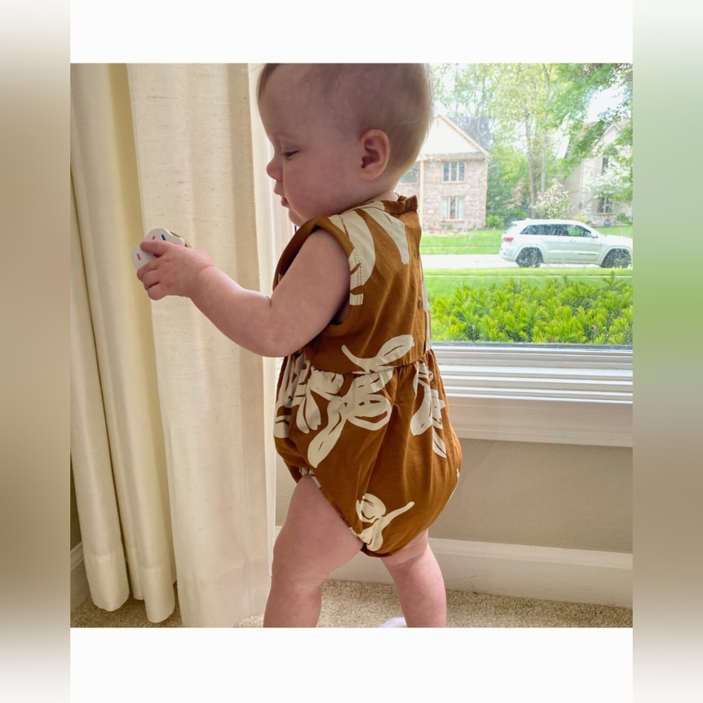 Brown floral romper